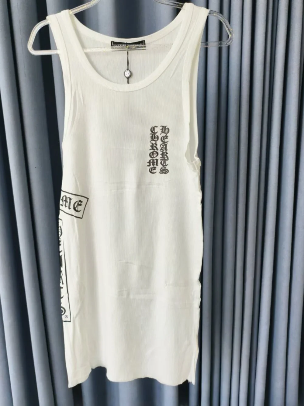 chrome hearts tank dress Heart CHROME HEARTS: White/Pink Tank Dress